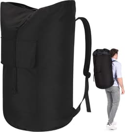 SnelShoppen - XXL Travel Laundry Bag 115L Vuilwaszak met 2 Gevoerde Schouderbanden Waterproof Opvouwbare Waszak voor Vakantie, Camping, en Thuisgebrui — thumbnail 1