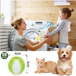 12 Stuks - Haarvangers voor wasmachine - Dierenhaarverwijderaar voor Wasmachine - Herbruikbare Wasballen - Verwijdert Hondenhaar, Kattenhaar & Pluisjes - Anti-Haar Wasmachine Filter - Beschermt Kleding & Machine - Groen/Wit — thumbnail 2