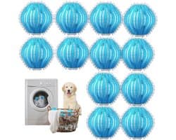 Dierenhaarverwijderaar voor Wasmachine - 12 Stuks - Herbruikbare Wasballen - Verwijdert Hondenhaar, Kattenhaar & Pluisjes - Anti-Haar Wasmachine Filter - Beschermt Kleding & Machine - Blauw /Wit
