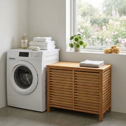 Wasmand 2 vakken - 150 liter - hout — thumbnail 2