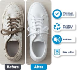 BOTC Schoenen Waszak Set - 2 Stuks - Herbruikbare Waszak voor Schoenen – 360° Diepe Reiniging met Microvezel - Beschermende Schoenen Waszak voor Wasmachine en Droger - Beige en zwart — thumbnail 2