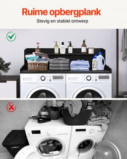 Lifero Wasdroger Werkblad - Aanrecht Wasruimte - Wasmachine Organiseren - Ombouwmeubel Zwart 2 Lades - Afdekplaat Ombouw Droger — thumbnail 5