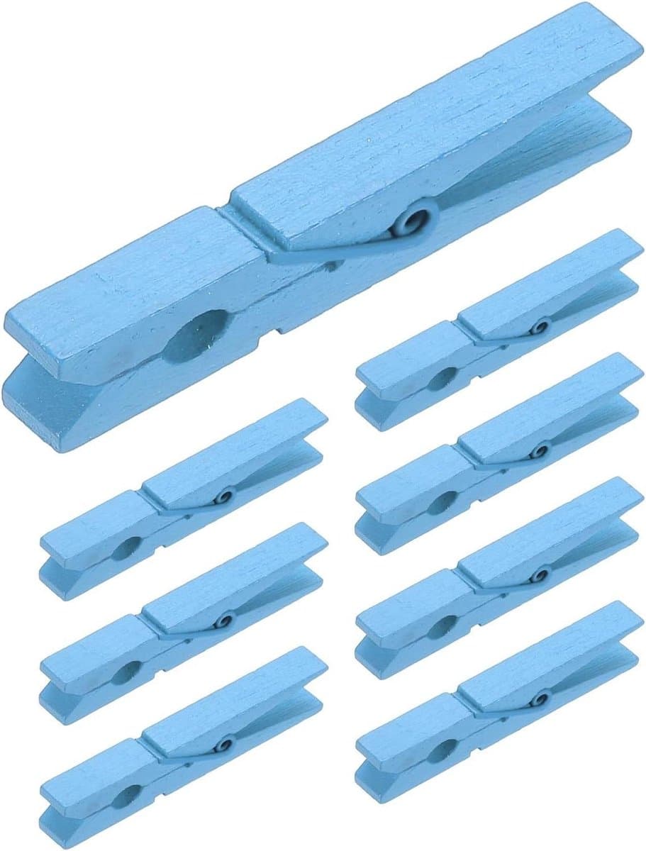 Houten Wasknijpers - Kledingknijpers Decoratie - Foto's Ophangen - Sterke Grijpkracht - 7.1 cm - Hemelsblauw — afbeelding 1