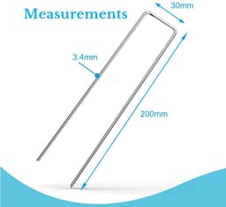 Intirilife 50 x grondanker 200 x 25 x 3,4 mm van gegalvaniseerd roestvrij staal - onkruidvliesbevestiging grondnagel grondbeugel — thumbnail 4