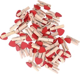Hart houten wasknijpers rood hart ontwerp houten clips, 50 stuks, mini decoratieve wasknijpers voor doe-het-zelf maken, feestrekwisieten, fotoclipslogmateriaal, 6,5 cm — thumbnail 3