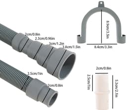 Universele afvoerslangverlenging – 3 m x 30 mm – Geschikt voor wasmachines en vaatwassers – Inclusief slangkoppeling & montageset – Grijs — thumbnail 2