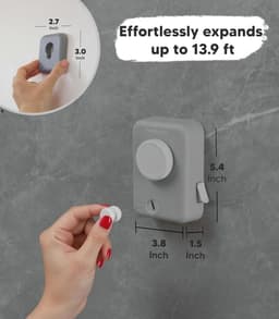 Waslijn Uittrekbaar - Kledinglijn Binnen - Ruimte Besparen - Automatisch oprolbaar - 4.2 meter - Zilver — thumbnail 3