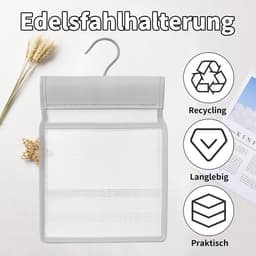 Wasknijperzak Ophangen - Opbergzak Knijpers - Wasknijpers Bewaren - Met Hanger Haak - 20 x 10 x 24 cm - Wit — thumbnail 2