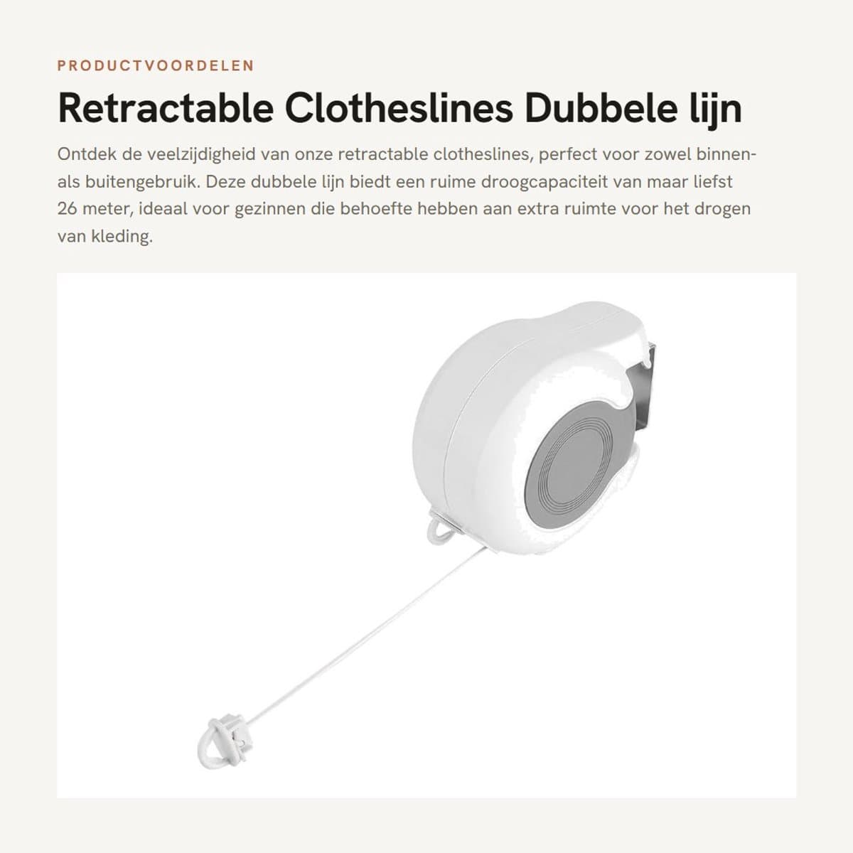 Dailygoods- Waslijn Uittrekbaar - Wanddroogrek - Dubbele Lijn - 2 Meter Lang - 26 Meter Droogruimte - Compact en Duurzaam - Wasdroger — afbeelding 1