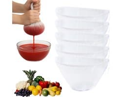 Dailygoods- Notenmelkzak 5 Stuks - Biologisch - Wasbaar - Fijnmazige Filterdoek - Herbruikbaar - Duurzaam Nylon