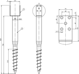 Grondhuls - Indraaihuls Schroefbodem - Stevig Fundament Bouwen - CE Gecertificeerd - 120/865mm - Metaal — thumbnail 2