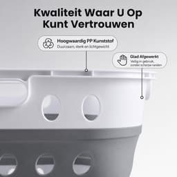 Opvouwbare Wasmand met Onderstel XL - 65L - Vrijstaande Wasmand - Ruimtebesparend - Grijs/Wit - Wasmand — thumbnail 5