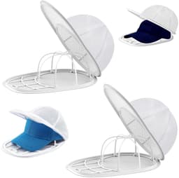2-delige hoedenrek - Wasrek voor baseballpetten - Gebogen hoedenrek - Inclusief waszak met ritssluiting - Voorkomt vervorming van de hoed - Wasaccessoire - Geschikt voor hoeden met een hoofdomtrek van 53 cm (34 x 24,5 cm - Wit) — thumbnail 1