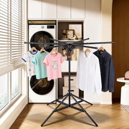 Droogmolen Hoogklapbaar - Kleding Droogrek - Kleding Drogen - Verstelbare Hoogte - Tot 20kg - Zwart — thumbnail 2