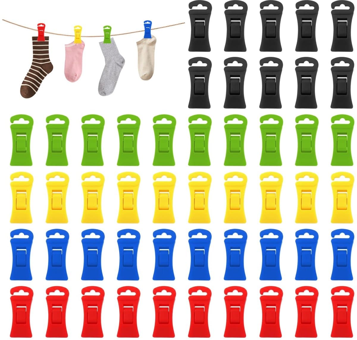 Dailygoods - Set van 100 Sokkenklemmen voor Wasmachine en Droger — afbeelding 1
