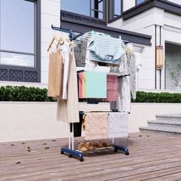 Vouwbaar wasrek met 6 uitschuifbare vleugels op 3 niveaus, ruimtebesparend en verstelbaar van 66-130 cm, ideaal voor binnen en buiten gebruik — thumbnail 5