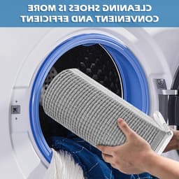 Schoenwaszakken voor de wasmachine, 2 stuks, ideaal voor sneakers en sportschoenen, 360° reiniging, wasnet voor schoenen, grijs — thumbnail 4