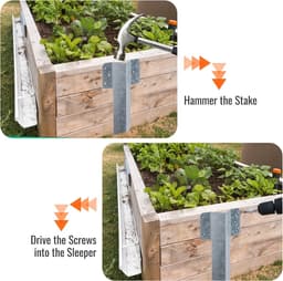 Set 10 spoorbielzensteunen 41,5cm – stevige houten palen met ankers voor tuinaanleg, gazons en opritten — thumbnail 5