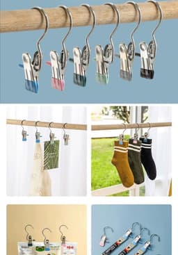 Kleerhanger Knijperhaken 24 Stuks Draagbare Metalen Knijperhanger, Roestvrijstalen Was Knijperclips, 360째 Draaibare Kleerhanger Knijperclips voor Broek Sokken Handdoek — thumbnail 5