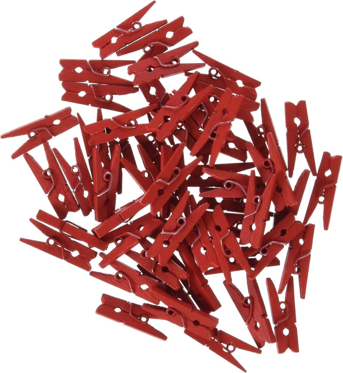 Mini Wasknijpers - Houten Klemmen - Decoreren en Knutselen - Trendy Design - 100 Stuks - Rood — afbeelding 1