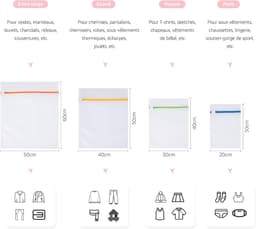 4 Waszakken voor de wasmachine: Vier waszakken in verschillende maten, geschikt voor diverse kledingstukken, waaronder jassen, broeken, overhemden, delicate onderkleding, ondergoed en sokken,roze — thumbnail 5