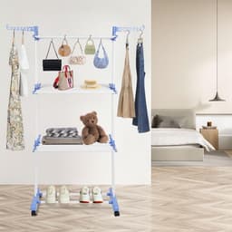 Staand Droogrek - Wasdroger Toren - Kleding Drogen - Met Wielen Inklapbaar - 75 x 64 x 170 cm — thumbnail 2