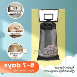 Hanging Laundry Hamper voor Basketballen, Makkelijk te Bevestigen, Ideaal voor Slaapkamer en Badkamer, 2-in-1 Wasmand met Rits, Geen Boren Nodig, Perfect voor Huishoudens en Hotels — thumbnail 4