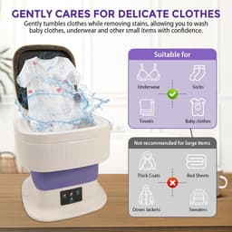 Dailygoods- Mini-wasmachine 15 liter - Draagbare wasmachine - Opvouwbare wasmachine - Centrifuge - Drie reinigingsmodi - Inclusief afvoermand — thumbnail 4
