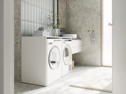 PLATAN ROOM Washing Machine Cabinet, 130 cm Wide, Upper Building Cabinet, Washing Machine or Tumble Dryer, Cabinet for Bathroom (65 cm Deep, Matt White) — thumbnail 4