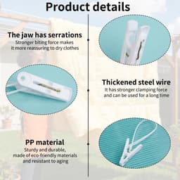 Dailygoods- Wasknijpers 24 stuks - Antislip PP Kunststof/Metaal - Verstelbare Ophangkoord - Duurzaam/Weerbestendig - Ergonomische Grip - Krachtige Veer - Wasclips — thumbnail 2