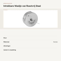 Dailygoods- Waslijn Zware Kwaliteit - Intrekbaar - Roestvrij Staal - Veiligheidsmechanisme - Voor Binnen/Buiten - 3,8 m Lengte - Kledingdrooglijn — thumbnail 2