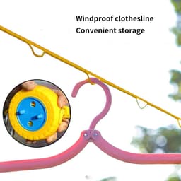 Intrekbare Waslijn - Reis Waslijn - Buiten Kleding Drogen - Winddicht en Antislip - 8 meter - Geel — thumbnail 5
