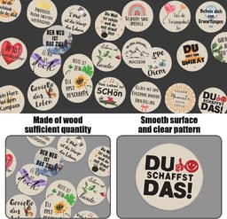 Dailygoods- Geluksbrengers 24 stuks - Houten Geluksbrenger - Ronde Mini-souvenirs - Inspirerende Citaten - Fluwelen Zakje - Tafeldecoratie - Gelukssteen — thumbnail 4