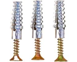 Wandanker met Schroef - Gipsplaatplug Hollewandanker - Zware Voorwerpen Bevestigen - Zelftappende Expansie - M8 x 60 mm - Metaal