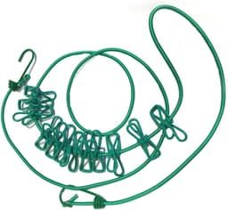 Elastische Waslijn - Reis Waslijn - Kleding Drogen - Met Wasknijpers - 190 cm - Groen — thumbnail 4
