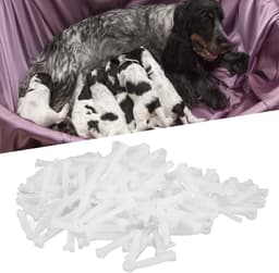 Navelstreng Clips - Klemmen voor Huisdieren - Geboorte Begeleiding - Antislip Gekarteld Ontwerp - 100 stuks - Wit — thumbnail 2
