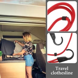 Draagbare Waslijn - Reiswaslijn Droogtouw - Kleding Drogen - Krasvrij Ontwerp - 1.5 Meter - Rood — thumbnail 2