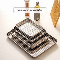 RVS Lekbak - Opvangbak Drip Tray - Voorkomt Vlekken - Hoge Rand Ontwerp - 24x18cm - Zilver — thumbnail 4