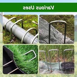 Set van 50 U-vormige grondankers, gegalvaniseerde pennen van 150 mm, ideaal voor tenten, onkruiddoek en kunstgras in de tuin — thumbnail 4