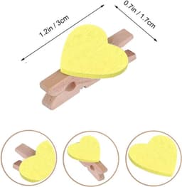 Mini Houten Wasknijpers - Fotoclips Hart - Decoratie en Knutselen - Milieuvriendelijk Materiaal - 25 Stuks - Geel — thumbnail 5