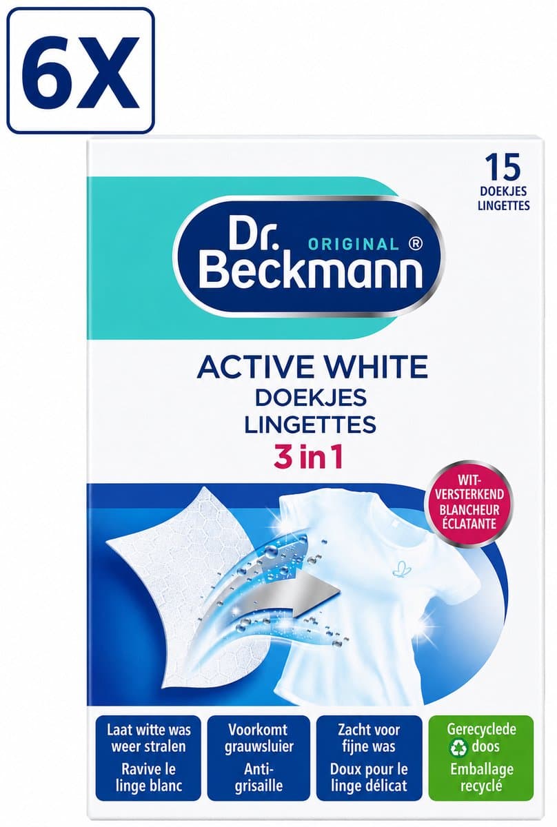 6 x Dr. Beckmann Active White Sheets - 15 stuks — afbeelding 1