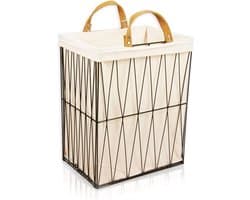 Wasmand Metaal - Opvouwbare Box - Kleding Opbergen - Uitneembare Inzet - 35x25x45.5 cm - Zwart