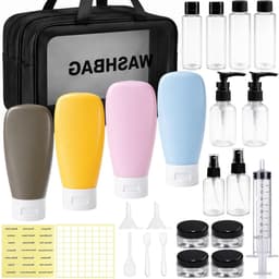 25-delige herbruikbare reisflessenset voor toiletartikelen, lekdicht en compact met waszak voor gemakkelijk reizen — thumbnail 1