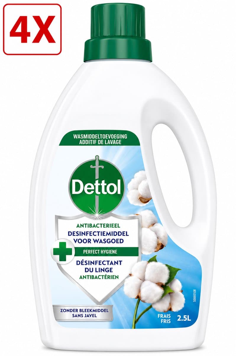 4 x Dettol Antibacterieel Desinfectiemiddel voor wasgoed - Fris - Wastoevoeging - 2,5L — afbeelding 1