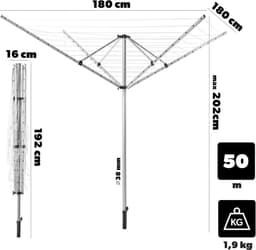 Droogmolen met Voet voor Camping & Thuis - Wasrek Staand - Droogrek Inklapbaar - stabiel — thumbnail 4
