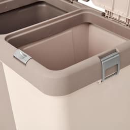 Wasmand - Wassorteerder - Wasmand opvouwbaar - Wasbox - Wasmand met touch deksel - Sumpas Wasmand - 2 vakken -80 Liter - 100% gerecycled plastic - Bruin/Creme — thumbnail 4