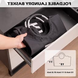 Vouwbare wasmand met handvat, 92L capaciteit, ideaal voor wasverzameling en organisatie in zwart — thumbnail 5