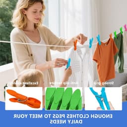 Set van 48 Wasknijpers met Opbergmand voor Kleding, Ideaal voor Waslijnen, Balkon en Huishoudelijk Gebruik — thumbnail 5