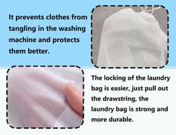 ZEYNOMAX- Wasnet Set van 2 - 30 x 40 cm - Herbruikbaar - Dichte Mesh - Met Koordsluiting - Bescherming voor Kleding - Waszak — thumbnail 3