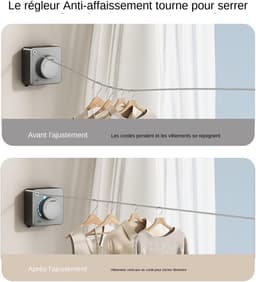 Intrekbare Waslijn - Wand Waslijn - Kleding Drogen - Sterk Draagvermogen - 12.5cm Lengte - Grijs — thumbnail 5